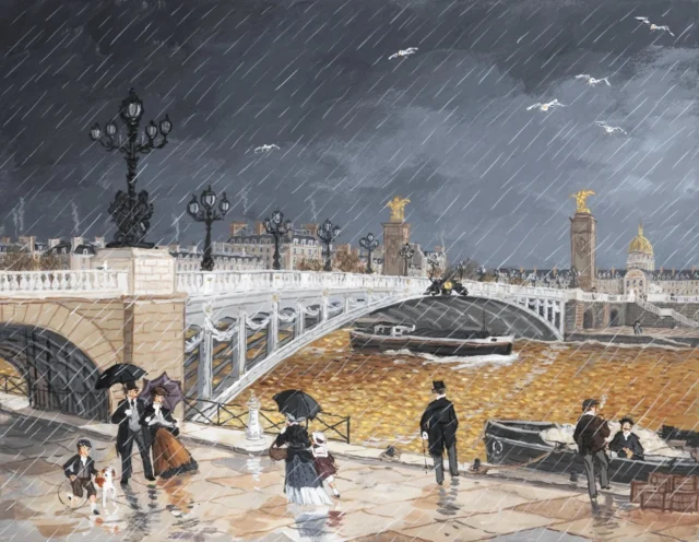 Au pied du pont Alexandre III, Paris 
Peinture acrylique sur panneau de bois
Acylic paint on wooden board
27x35 cm
10.5x13.5"

Art work available at Gallery C  and part of the exhibition opening December 5 in Raleigh North Carolina.

#belleepopque #paris1900 #1900 #1900s #seineriver #quaideseine ##oldparis #vieuxparis #pluieaparis #raininparis #pontsdeparis #pontalexandreiii #Invalides #romancedelapluie #artnaif #naiveart #illustration