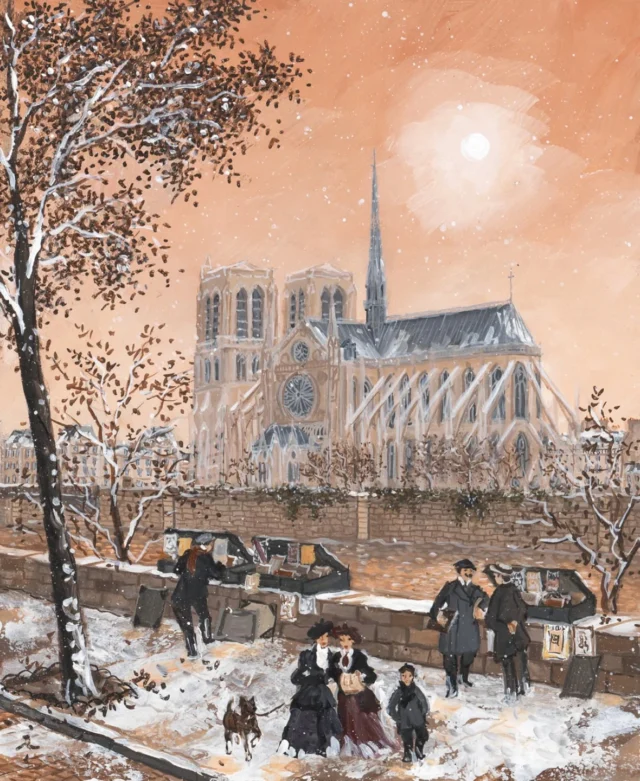 « Neige sur Notre-Dame », Paris
Peinture acrylique sur panneau de bois
Acrylic paint on wooden panel
27x22 cm
10.5x8.5 "

Painting showing and available at @gallerycfine  Raleigh North Carolina.
Solo exhibition starting 5 December through 4 January 2025.

#Notre-Dame #cathédrale #Paris #paris1900 #1900 #1900s #belleepopque #bouquinistes #quaideseine #quartierlatin #dantan #autrefois #jadis #vieux Paris #oldparis #Notre-Dame de Paris #illustration #artnaif #naiveart #snowinparis #neigeapris